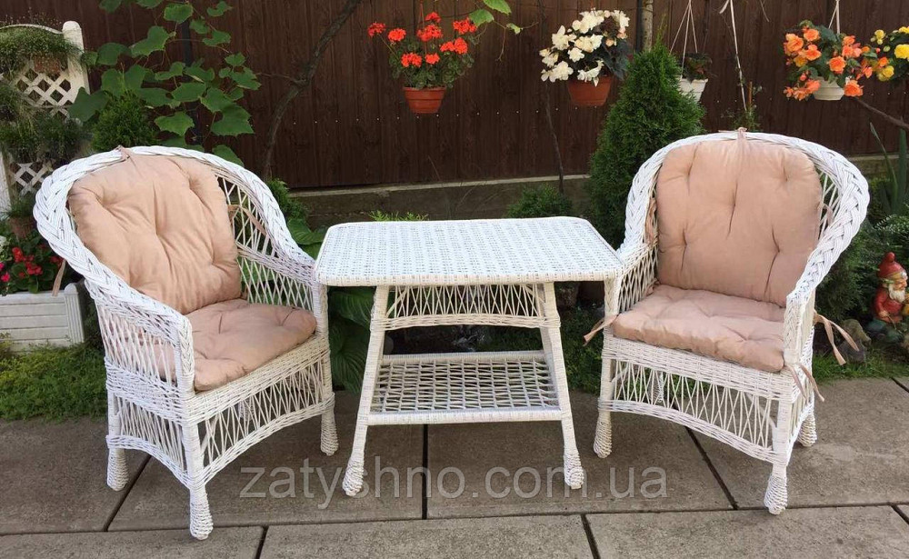Плетеная мебель белая|  Комплект плетеной   на 2 персоны | мебель из лозы в сад Киев - изображение 3