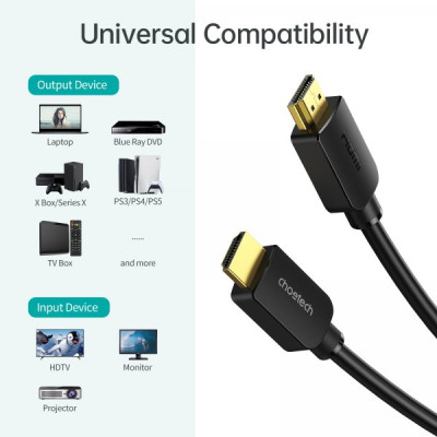 Кабель мультимедийный HDMI M to HDMI M 2.0m V2.1 8K60Hz HDR10 HLG Choetech (XHH-TP20) Винница - изображение 5