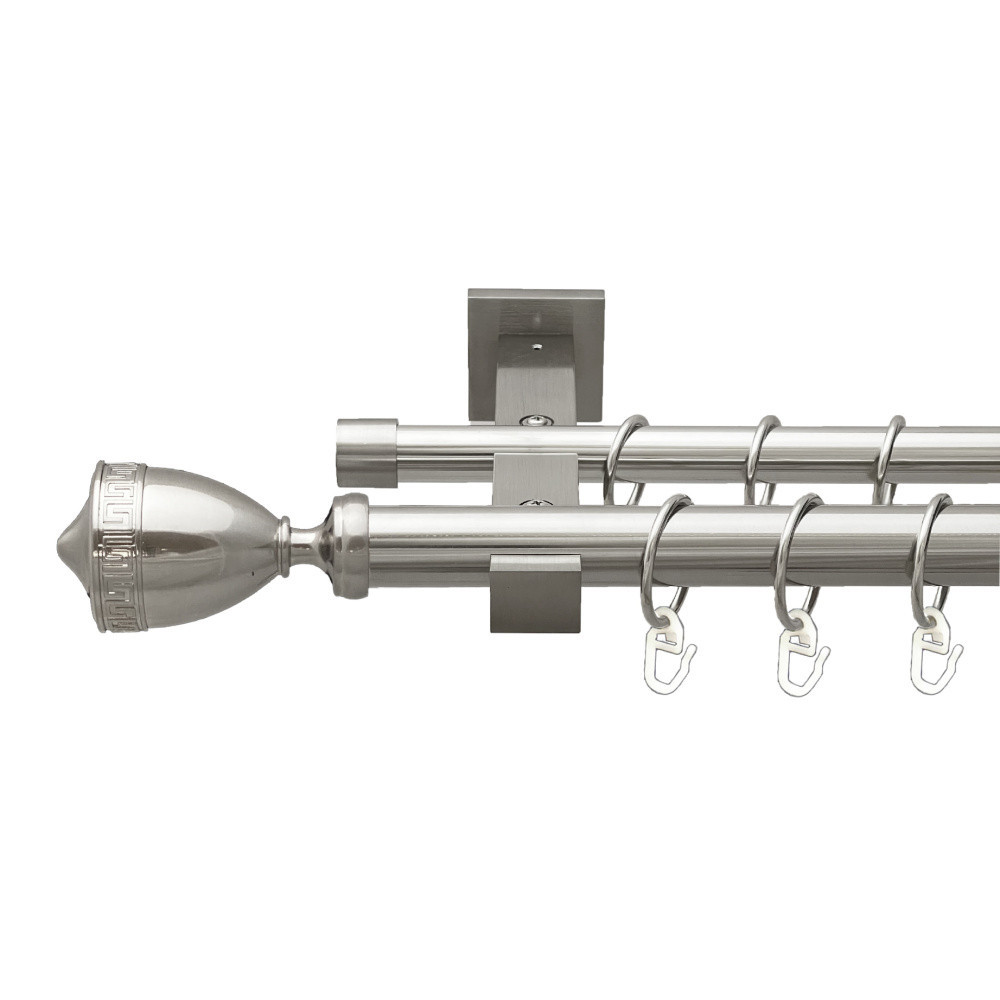 Карниз Orvit Афіна металевий дворядний техно гладка труба кільце металеве Нержавіюча Сталь 25\19 мм 300 см Львов - изображение 1