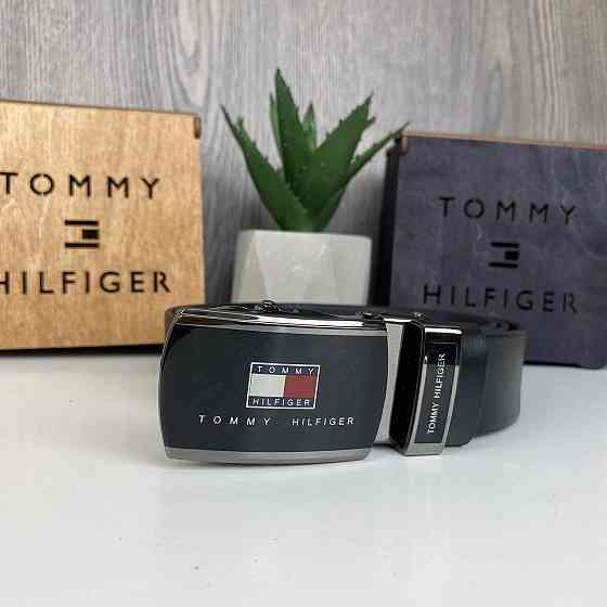 Чоловіча шкіряна ремінь автомат стиль Tommy Hilfiger, пояс з натуральної шкіри Томмі чорний ( 29875 ) Харків