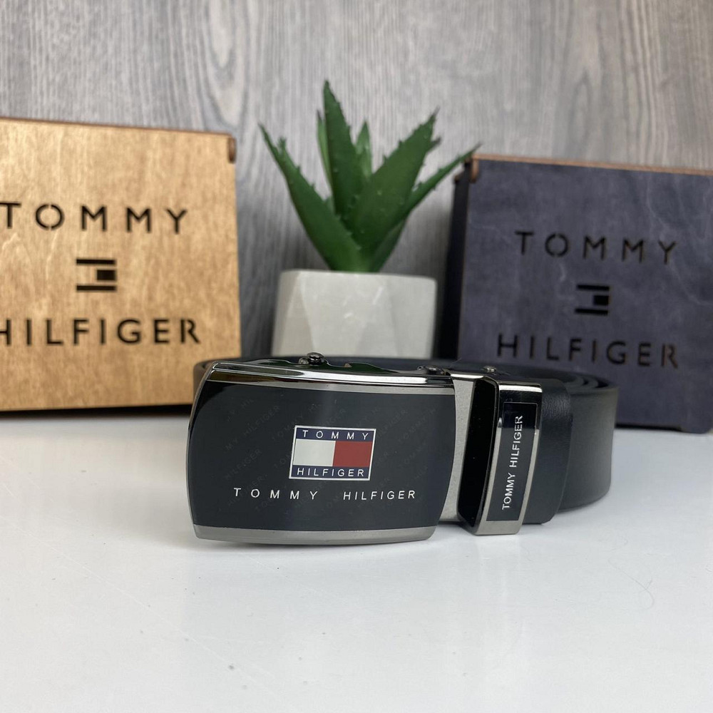 Чоловіча шкіряна ремінь автомат стиль Tommy Hilfiger, пояс з натуральної шкіри Томмі чорний ( 29875 ) Харьков - изображение 3
