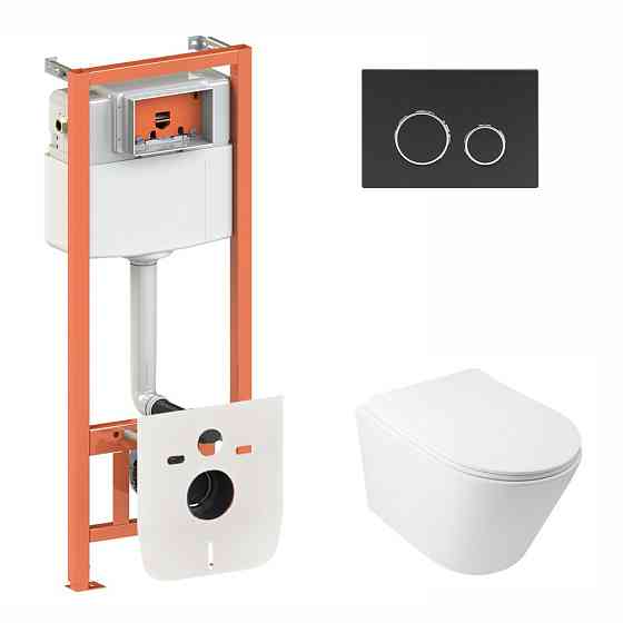 Готове рішення Qtap для ванної кімнати: підвісний унітаз Swan Rimless 520х360х320 + комплект інсталяції Nest 4 в 1 (кругла Київ