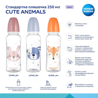 Бутылочка для кормления Canpol babies Cute Animals стандартна 250 мл помаранчева (11/841_ora) Винница - изображение 4