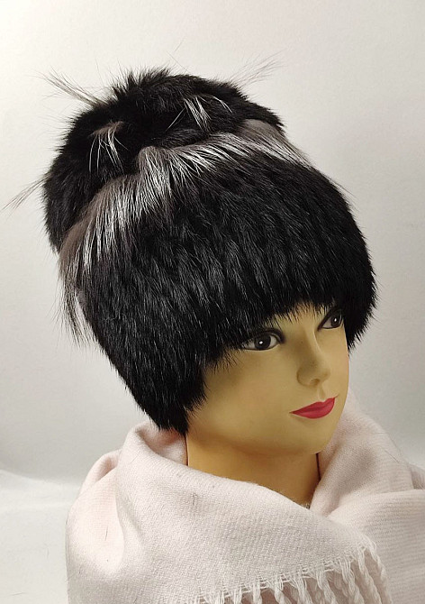 Шапка хутряна жіноча квітка Белла Чорний Харків - фото 1