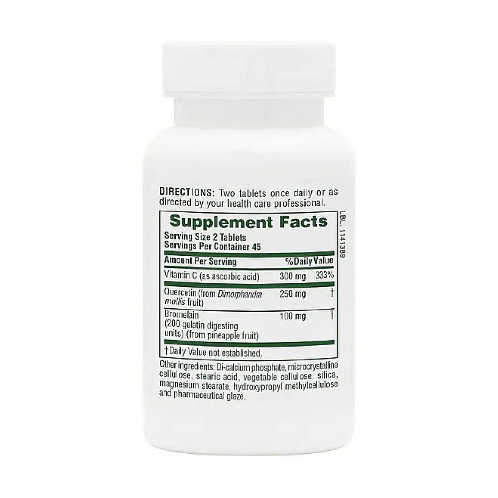 Кверцетин з бромелаїном та вітаміном C Nature's Plus Quercetin Plus 90 таблеток Луцьк - фото 2