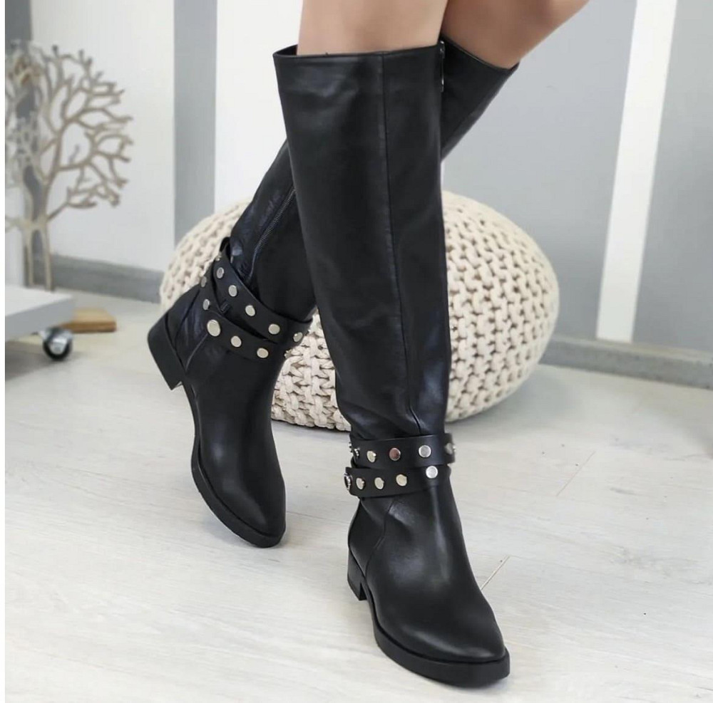 Nivelle Чоботи жіночі NIVELLE чорні натуральна шкіра зима євро-хутро висота 42см обхват голени Коломыя - изображение 1