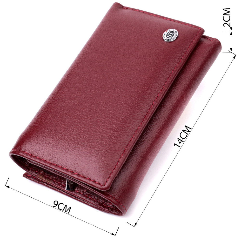 Симпатичный женский кошелек в три сложения из натуральной кожи ST Leather 19470 Бордовый Киев - изображение 8