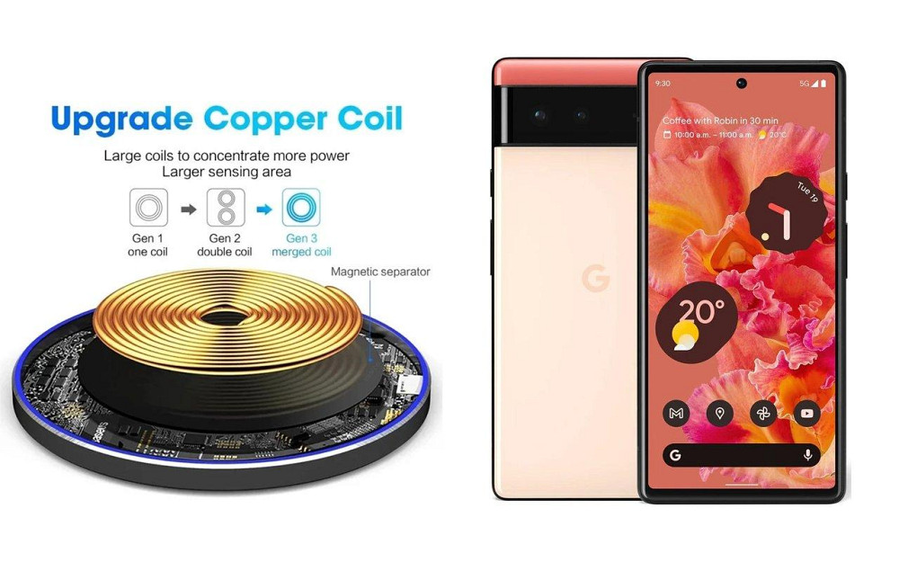 Бездротовий зарядний пристрій Copper до 30W для Google Pixel 8, Pixel 8a, Pixel 8 Pro, USB-C, LED Київ - фото 2