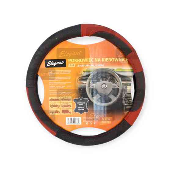 Чехол l кожа (39 - 41 см) черный elegant перфор. 2 красные вставки руля Мукачево