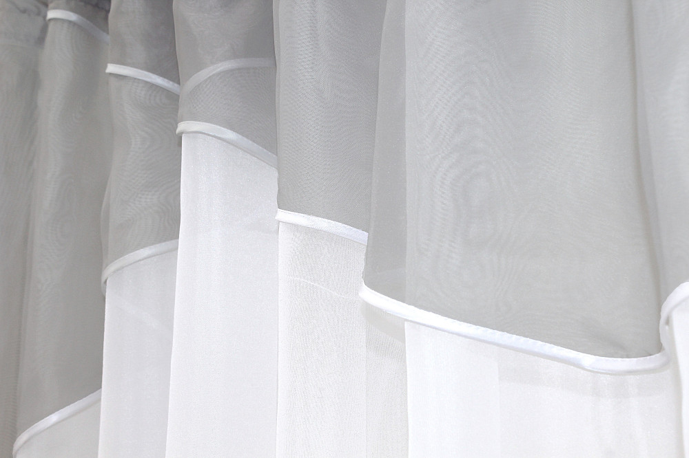 Кухонна тюль арка з ламбрекеном VR-Textil № 025к білий з сірим 280х170 см (52-0430) Київ - фото 3