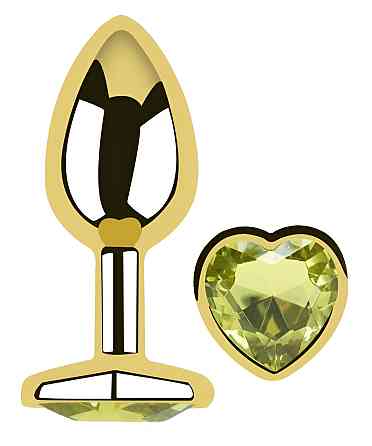 Анальна пробка з кристалом EGZO - Gold Heart Plug Lime size S Sex Aura Київ