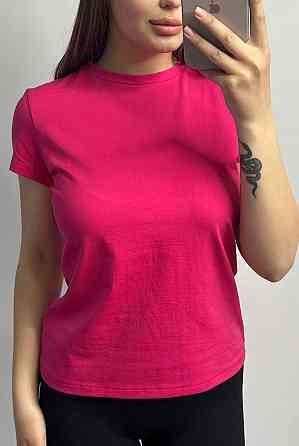 Базовая футболка женская удлиненная Малиновый XXL Харьков