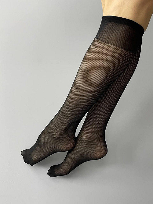 Гольфы женские Viva Fishnet 20 den 2 пары, беж, черные Черновцы - изображение 4