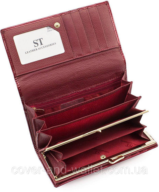 Жіночий червоний лаковий гаманець з візитницею ST Leather S8001 Київ - фото 8
