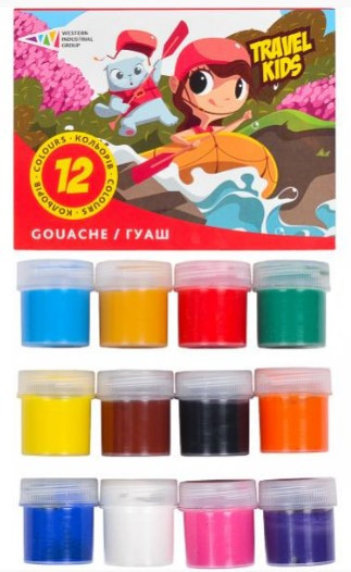 Гуаш "Гамма Нововолинськ" "Travel Kids" 12 кольорів 240 мл 321037/TK, шт Київ - фото 1