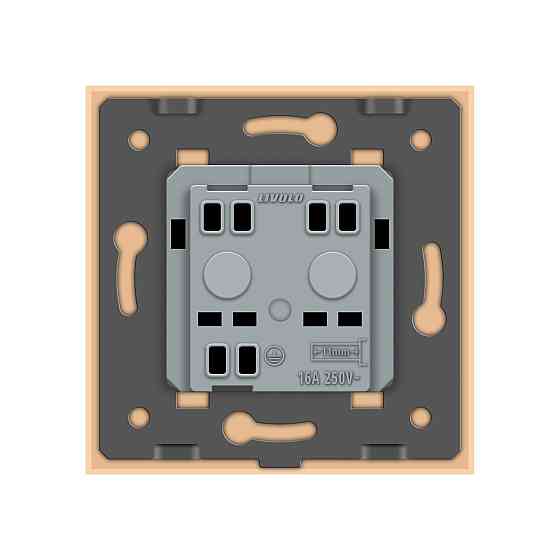 LIVOLO Електрична розетка вологозахисна з кришкою IP44 з заземленням, LIVOLO, золота, скляна ра Коломия