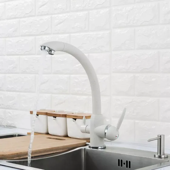 Змішувач для кухні з підключенням до фільтру Frap F4399-8, білий Київ