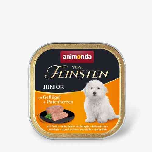 Корм вологий Vom Feinsten Junior with Poultry Turkey hearts для цуценят з птицею і індичими серцями 150 г Київ