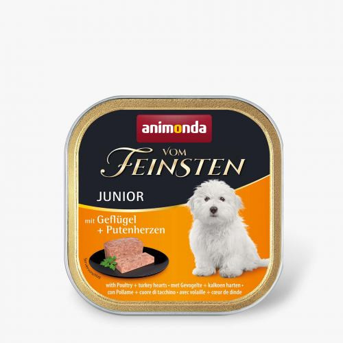 Корм вологий Vom Feinsten Junior with Poultry Turkey hearts для цуценят з птицею і індичими серцями 150 г Київ - фото 1