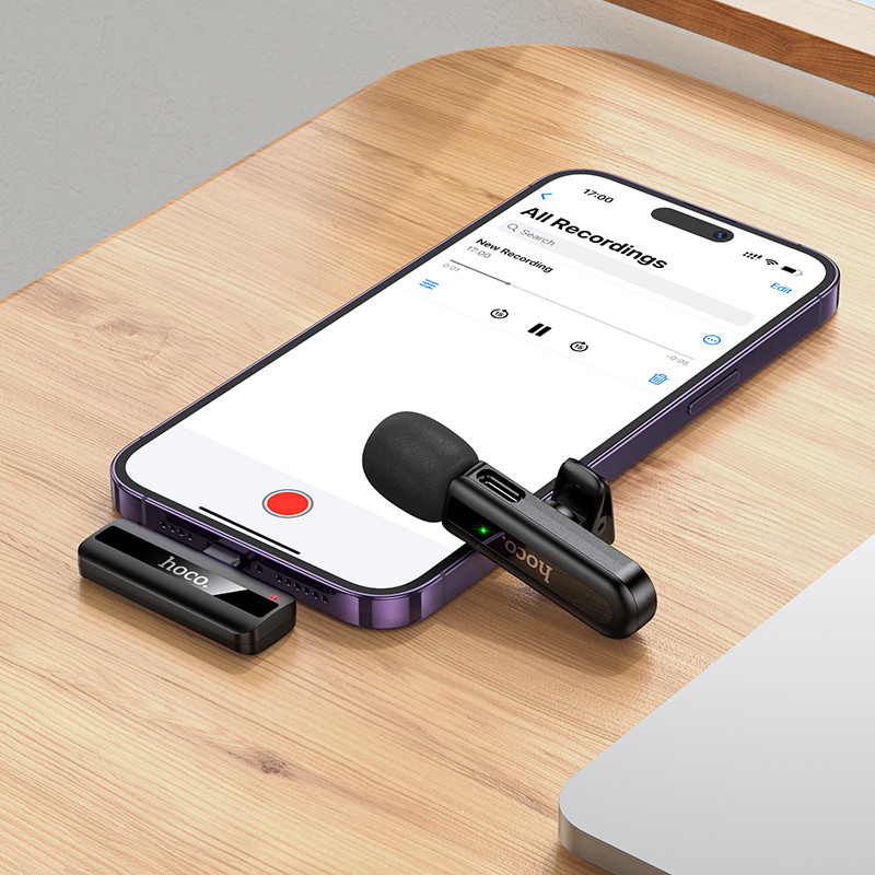 Бездротова мікрофонна система HOCO L20 Fair wireless microphone iP Black Одеса - фото 8