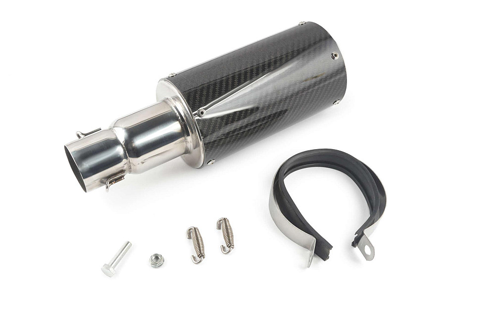 Глушник (тюнінг) 325*100mm (нержавіюча сталь, овал, карбон світлий, прямоток) 118 Київ - фото 1