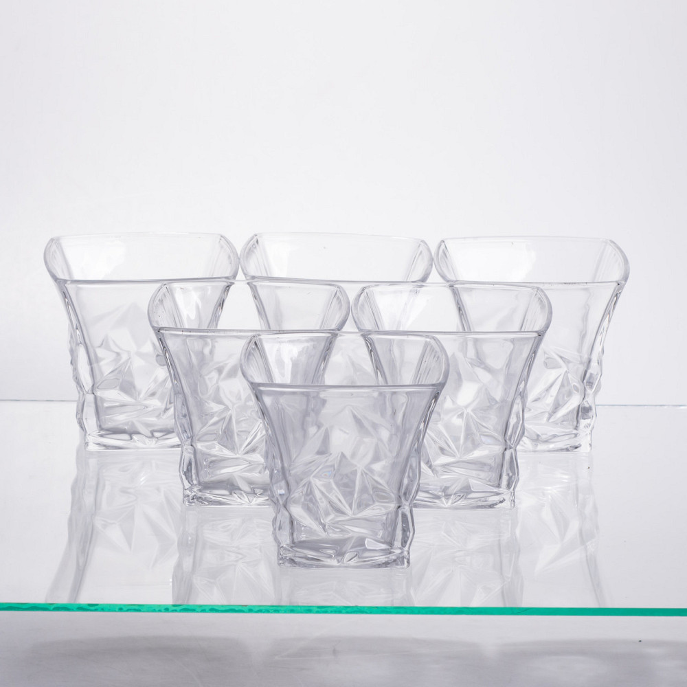 Yiwu Набір для напоїв графин та 6 склянок для напоїв із товстого скла прозорий 64486-26 Киев - изображение 2