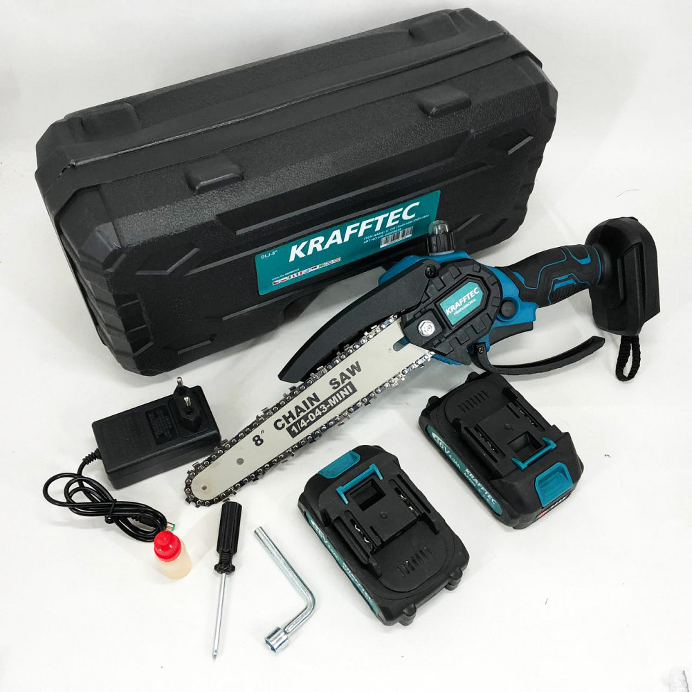 Побутова акумуляторна ланцюгова пила Krafftec 20 см, Компактна ланцюгова пила для дачі JN-48 Івано-Франківськ - фото 9