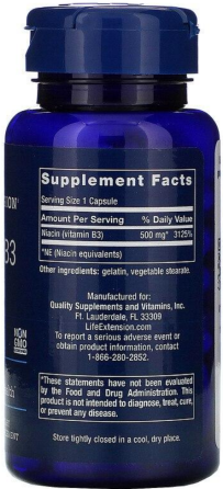 Витамин В3 ниацин Life Extension Vitamin B3 Niacin 100 капс Киев