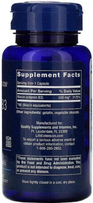 Витамин В3 ниацин Life Extension Vitamin B3 Niacin 100 капс Киев - изображение 2