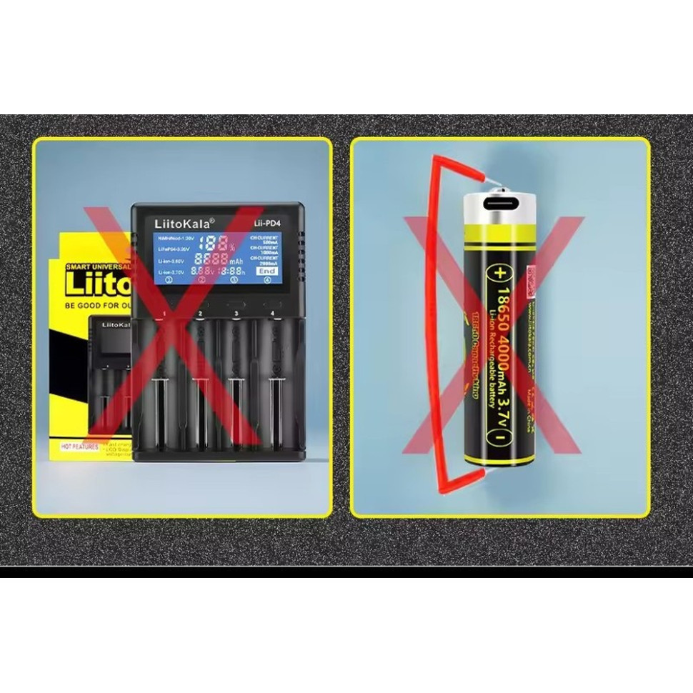 Акумулятор LiitoKala USB-King4000 18650 на 4000 mAh з USB Київ - фото 6