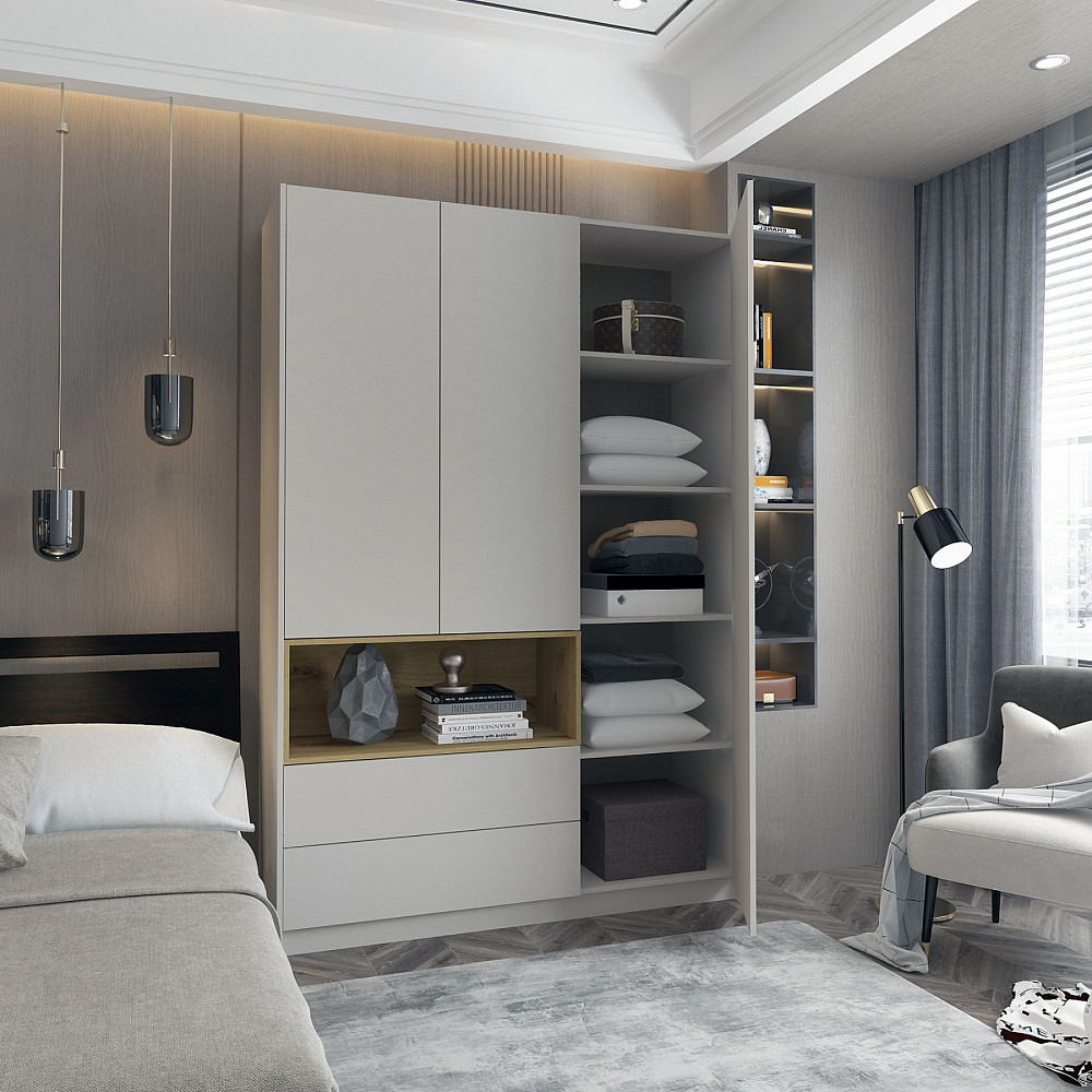 Шкаф для одежды с нишей Doros Дэйл 150х52х220 см Кашемир/Дуб артизан (DRS-011285) Львов - изображение 1