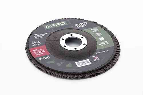 Круг лепестково-торцевой Р120 прямой 125мм (Т27) (КЛТ) APRO Ровно