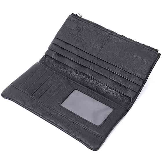 Вертикальний гаманець унісекс із м'якої натуральної шкіри ST Leather 22743 Чорний Київ