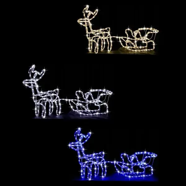 Hot Huez Теплый белый Уличный новогодний олень из дюралайта маленький с санями от сети Київ - фото 2