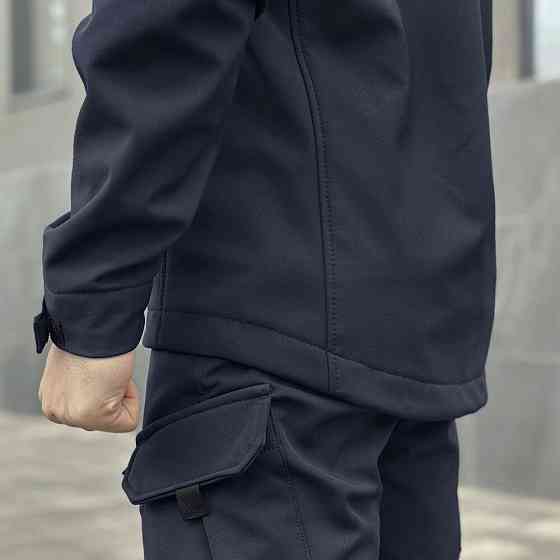 Темно-синяя мужская демисезонная куртка Pobedov Motive с липучками Киев