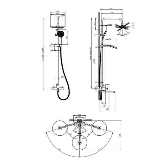 Душова система латунна універсальна Lidz Astra 1030 на три споживачі (з виливом) (k35) LDAST1030CRM48086 Chrome Київ