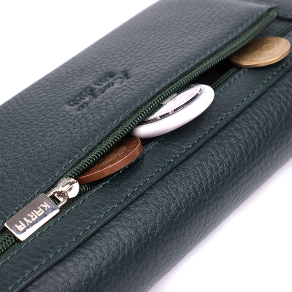 Горизонтальный женский кошелек из натуральной кожи KARYA 22852 Зеленый Киев - изображение 4