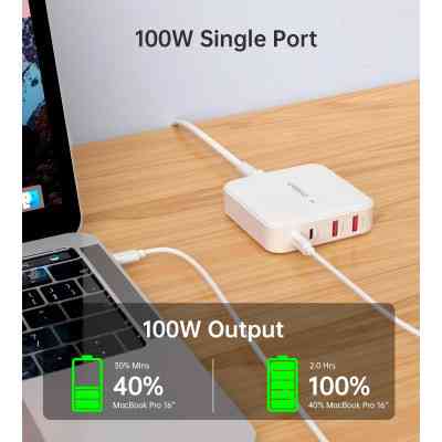 Зарядное устройство Choetech GaN 2 USB-A / 2 USB-C 100W QC3.0/PD/PPS (PD8008-EU-WH) Винница