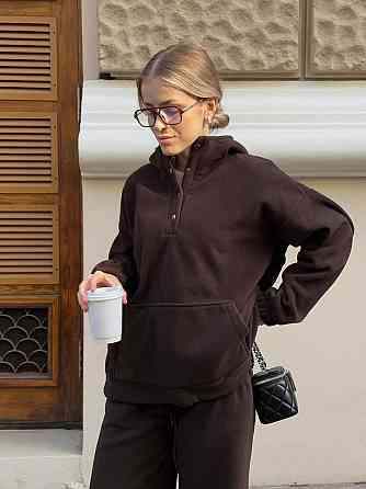 Женский теплый базовый костюм двойка из двухстороннего флиса. Шоколад, 42/44 Одесса