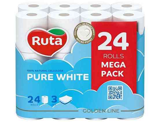 Туалетная бумага 24шт 3слоя Pure White ТМ RUTA Киев