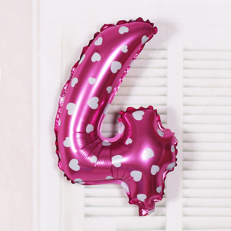 Шарик цифра 4 фольгированная с сердечками 32 дюйма розовый Киев - изображение 3