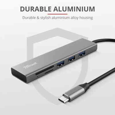 Концентратор Trust HALYX FAST 3USB+CARD READER USB-C ALUMINIUM (24191_TRUST) Винница
