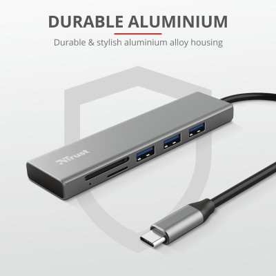 Концентратор Trust HALYX FAST 3USB+CARD READER USB-C ALUMINIUM (24191_TRUST) Винница - изображение 5
