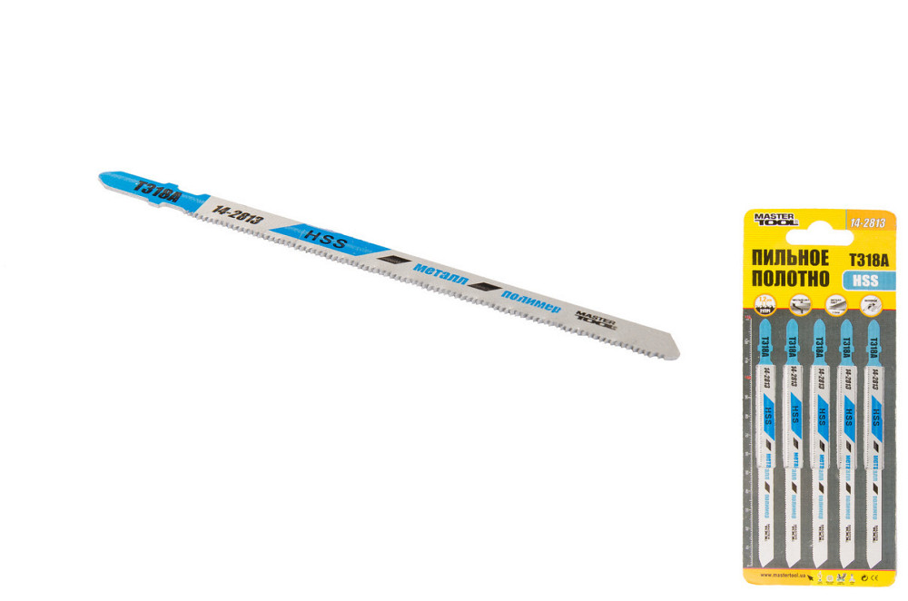 Полотно пиляльне для лобзика MASTERTOOL T318A 5 шт метал чистий прямий різ 21TPI/132 мм 14-2813 Рівне - фото 1