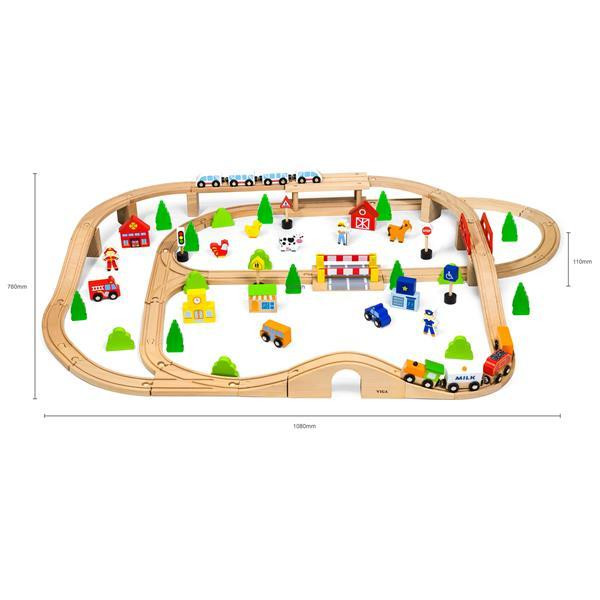 Іграшкова залізниця Viga Toys дерев'яна 90 ел. (50998) Харків - фото 7