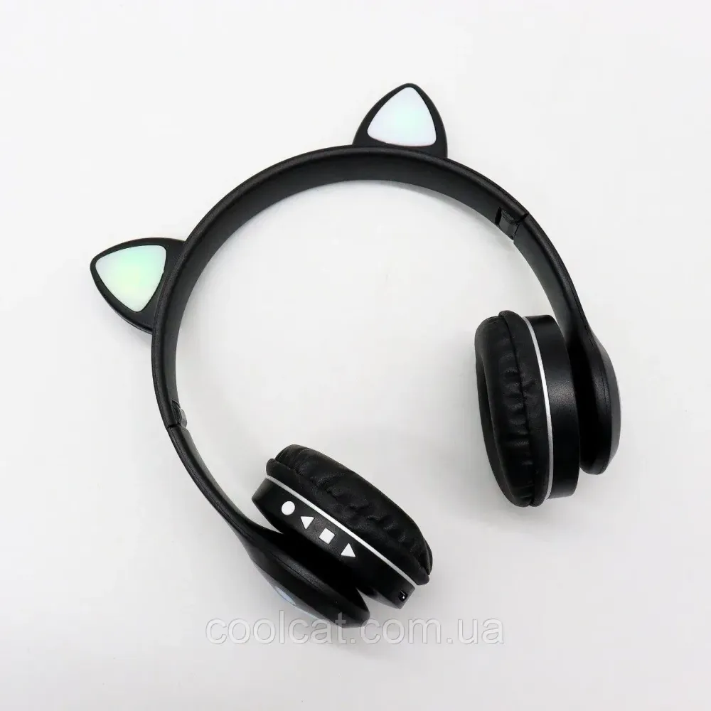 Бездротові Bluetooth навушники VZV-23M на 400 mah з вушками, Чорні / Дитячі навушники з підсвічуванням Київ - фото 7