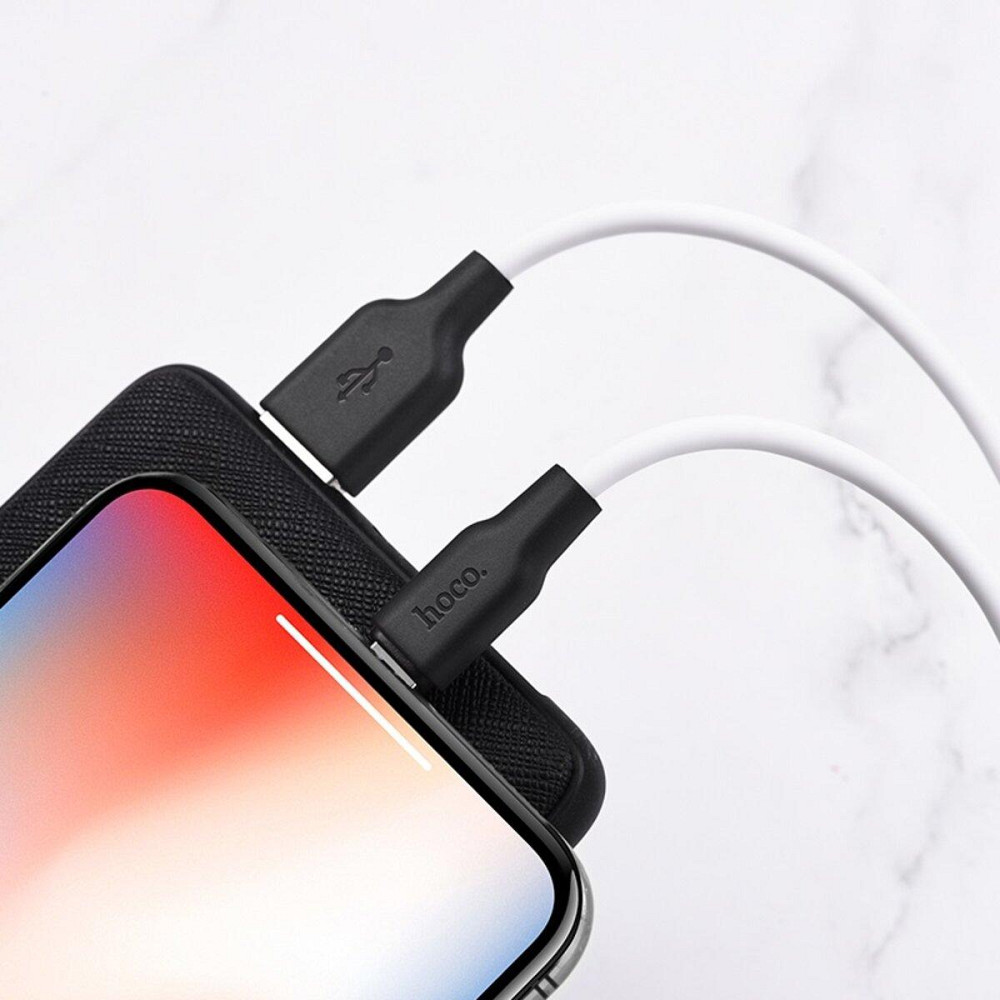 Кабель HOCO X21 Plus USB Lightning 2.4A, 2m, силиконовый, силиконовые разъемы, цвет черный белый 6931474713780 Одесса - изображение 2