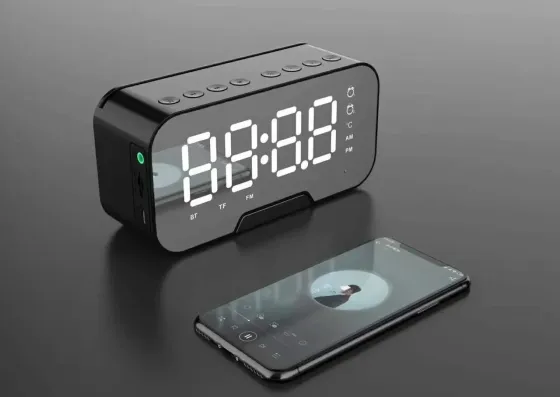 Портативна Bluetooth колонка-годинник KIMISO K-10: 2 динаміки, FM-радіо, будильник, до 5 годин робот Київ