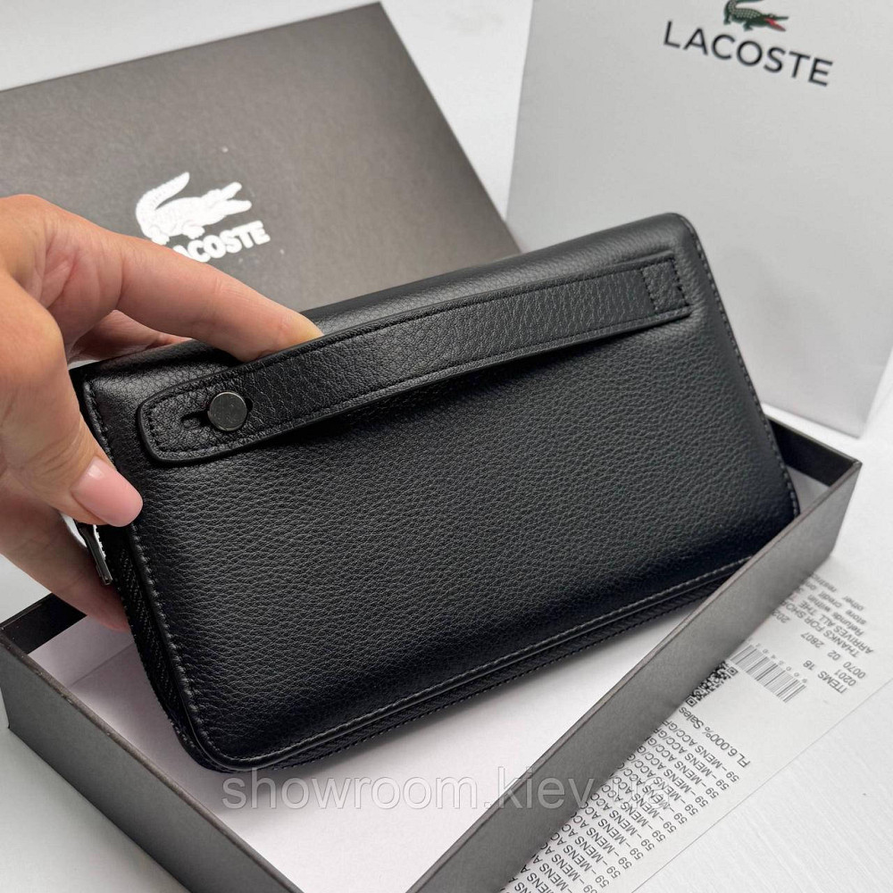 Шкіряний брендовий гаманець клатч на змійці Lacoste (6613) Київ - фото 8
