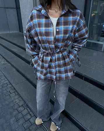 Жіноча базова сорочка кімоно оверсайз в клітинку турецька фланель Одеса